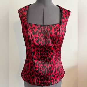 WHBM red leopard satin tank